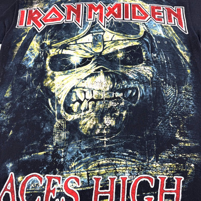 Vintage Iron Maiden T Shirt Aces High Double Sided Pilot Eddie Graphic Adult MED