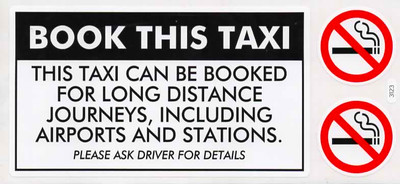 Book This Taxi Aufkleber selbstklebend Minicab Fahrer Auto Schild Flughäfen Bahnhöfe