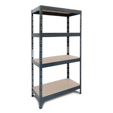 Basics Series 4-Tier Powder-Coated Steel Storage Shelving Unit,Dark Gray,HDF Rac