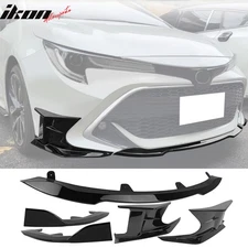 Fits 19-22 Toyota Corolla 3PCS Front Bumper Lip + 2PCS Side Canards Gloss Black