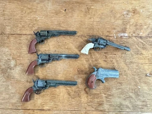 Vintage Marx Miniature Six Shooter Colt Revolver Metal Cap Guns Toys & More