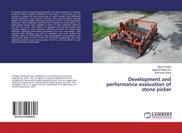 Development And Performance Evaluation Of Stone Picker Mayur Rudani (U. A.) Buch-image