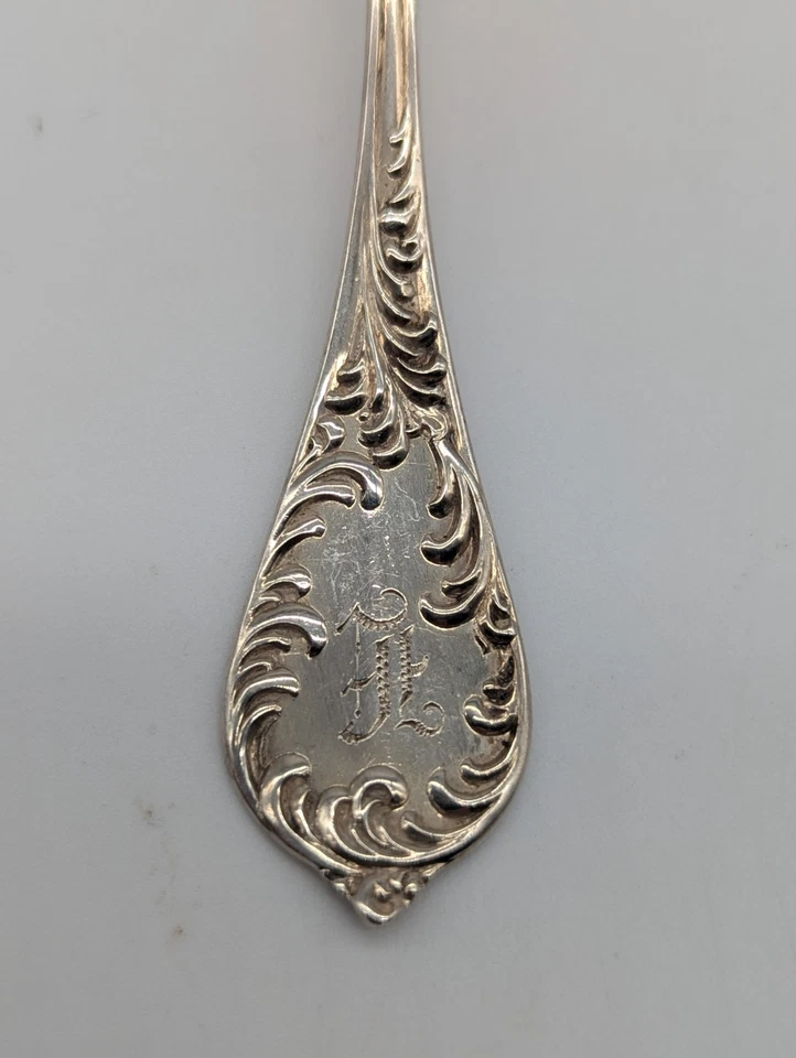 Toalha antiga Albany ouro lavagem prata esterlina colher de açúcar c1890 9,25" - Imagem 3 de 4