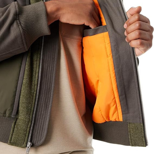 Bass Outdoor Hero Mixed Media Bomber Jacket Men's XL Beluga Long Sleeve UPS298