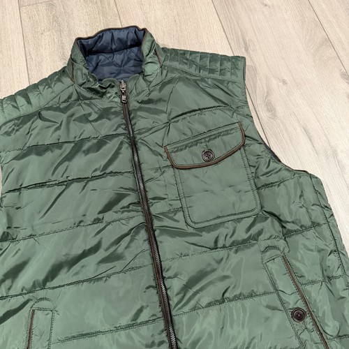 Thaddeus Men's Reversible Quilted Vest Size Medium Blue Green Golf Business Prep