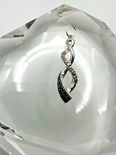 Vintage Sterling Silver Diamond Necklace Pendant 3.1cm JB22