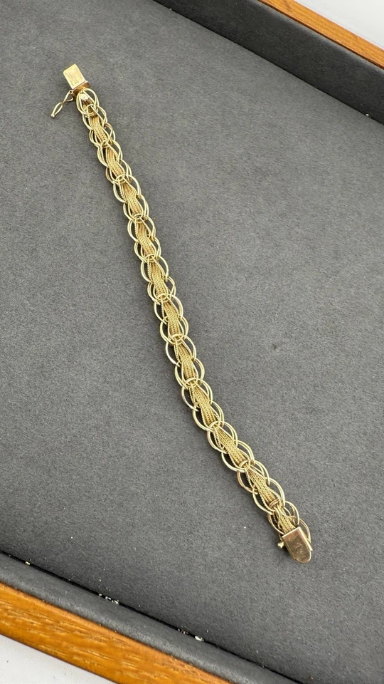 10K Yellow Gold Woven Byzantine Bracelet 11.72g Solid Gold 7.5” Safety Clasp - Image 4 of 4