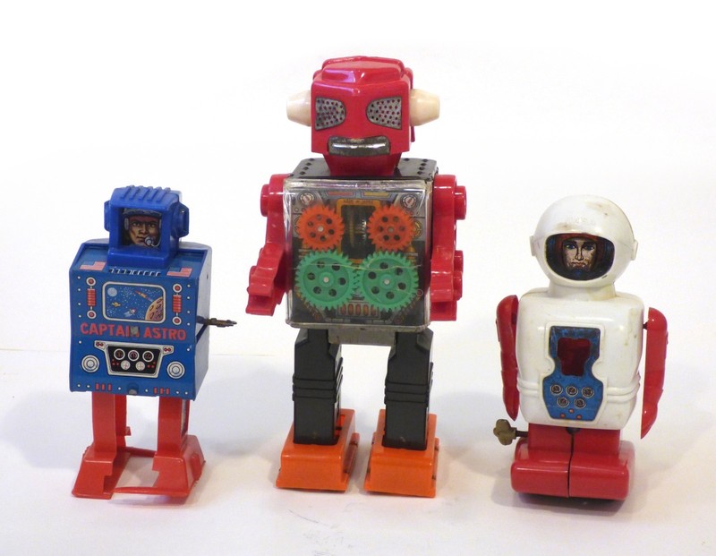 1960s Tin Japan Lot of 3 CAP'T ASTRO ENGINE ROBOT ASTRO CAPTAIN Parts Repair!!!