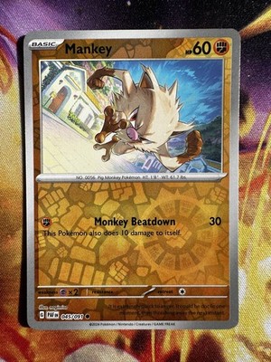 Pokemon TCG Mankey 045/091 Reverse Holo Paldean Fates