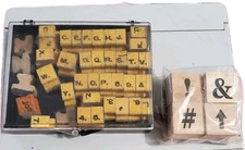 Antique Rubber Wood Mounted Stamps Full Alphabet English Letters + 4 Symbol Pk