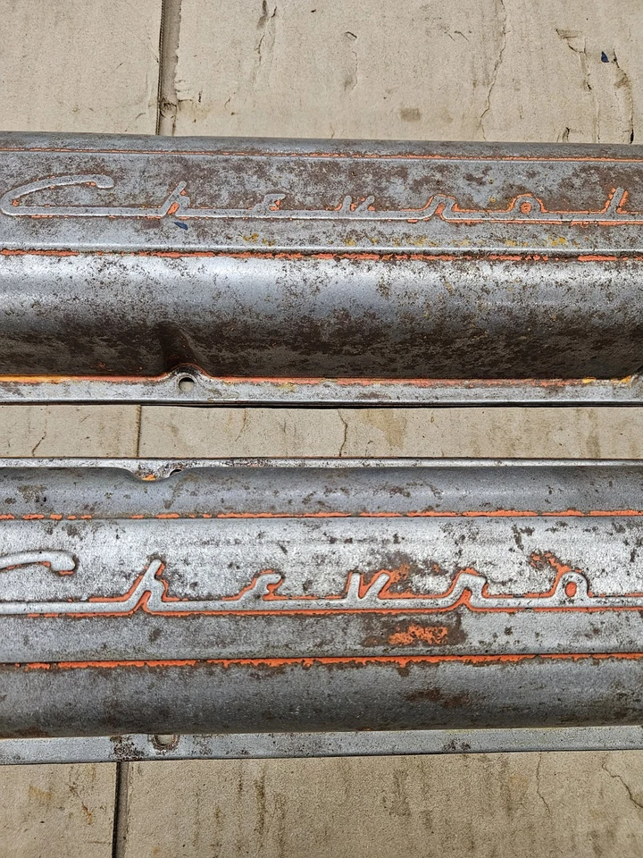 1959 1960-1968 Corvette Impala Nova SBC 283 327 Valve Covers Chevrolet Script - Image 4 of 4