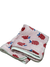 Carters Raspberry Baby Blanket Infant Girl Pink And Blue Soft Plush Fleece HTF