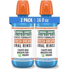 TheraBreath Fresh Breath Mouthwash 16oz Pack of 2 Alcohol Free All Flavors