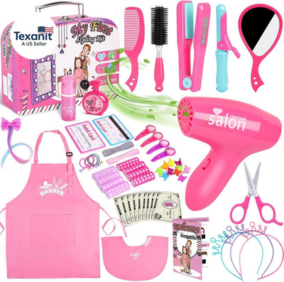 Hair Salon Toys for Girls, Girl Beauty Salon Playset Pretend Hair Styling Set wi