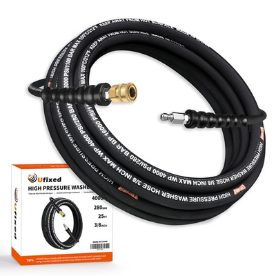 #ad 3 8” Pressure Washer Hose 25FT 4000psiRubber HoseQuick Connect360° Swivel... $53.73