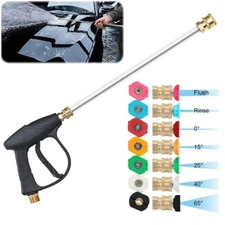 4350PSI High Pressure Car Power Washer Spray Gun Wand Lance w/7 Nozzle Tips Kit