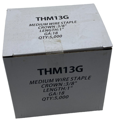 THM13G MEDIUM WIRE STAPLE CROWN: 3/8'' LENGHT: 1'', 18 GA, 5000 STAPLE
