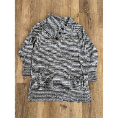 Eight Eight Eight Tunic Sweater Womens M Grey Space Dye Cowl Neck Cotton
