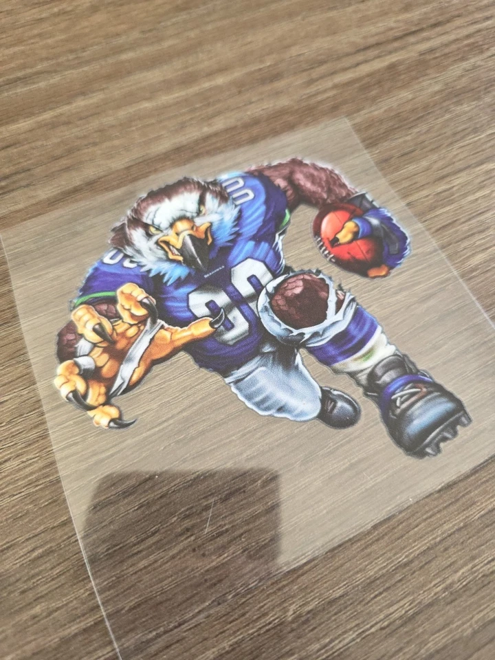 Seattle Seahawks Running Football Player Raised UV DTF Decal 4in X 4in Color - Image 2 of 4