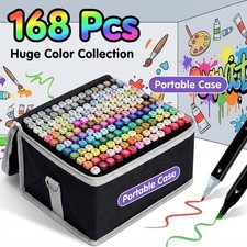 Dual Brush Marker Pens 168 Colors Art Markers Set Fine and Brush Tip Kids Gift