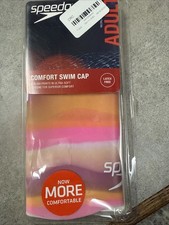Speedo Patterned Comfort Swim Cap Adult Latex Free Elastomeric - NEW Pink-orange