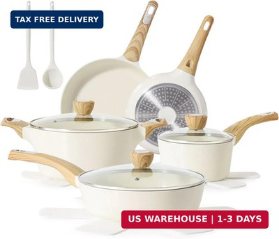 SENSARTE Ceramic Cookware Sets, Pots and Pans Set Non stick, Granite Induction C