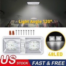 New Rv Led 12v Ceiling Fixture Double Dome Light For Camper Trailer Rv Marine Us