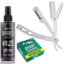 The Shave Factory Straight Edge Razor Kit (Matte/Barber No21 50ml Cologne / 100