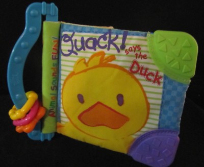 Bright Starts Animal Sounds Fun Cloth Book Squeaks Crinkles Dog Kitty Bee Frog 