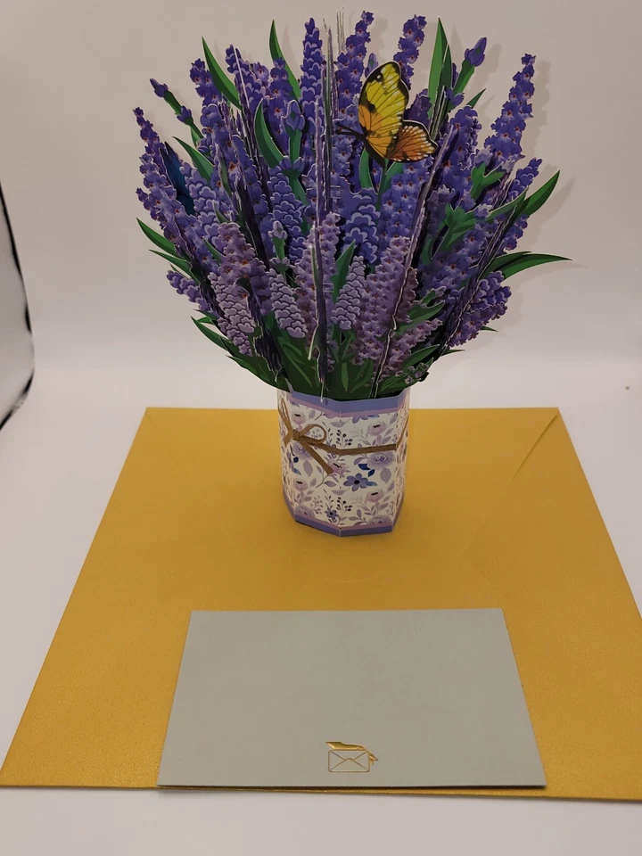 Pop Up Flower Bouquet Lavender With Vase Greeting Card  #50/51 - Изображение 2 из 4