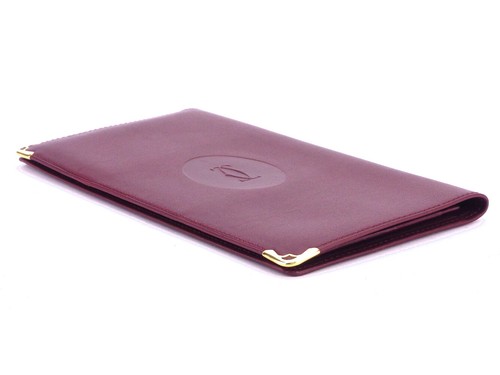 Cartier Long Bill Compartment Must Line Bordeaux Leather Used Auth T10398 - Picture 4 of 9
