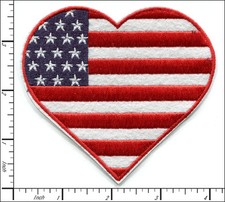 16 Pcs Embroidered Iron on patches USA Flag Heart Badge 3.94"x3.74" AP051aH