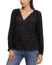 VELVET By Graham Spencer Krista Challis Boho Polka Dot Top Black M $189 F5 52