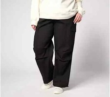Peace Love World Cotton Utility Pant with Bungee-Wshd Black-Reg 2 A639424 NEW