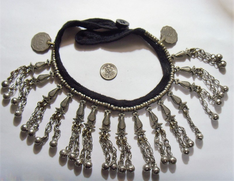 vintag Tajik tribal silver gypsy bells choker belly dance cultural jewelry 52006