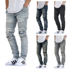 MEN'S NEW BIKER DISTRESSED STRETCH SKINNY JEANS 6 COLORS *FAST SHIP