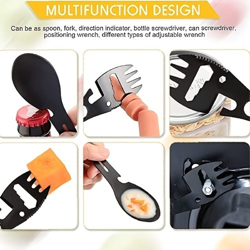 Portable Camping Cutlery Set 10-in-1 Multi Tool Spoon Knife Fork Travel Outdoor - Picture 4 of 6