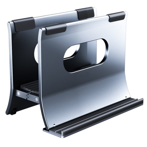 Aluminum Vertical Laptop Stand Holder Efficient Cooling And Secure Storage - Afbeelding 6 van 7