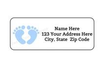 30 BABY SHOWER ITS A BOY FEET PERSONALIZED RETURN ADDRESS LABELS 1 in X 2.625 in