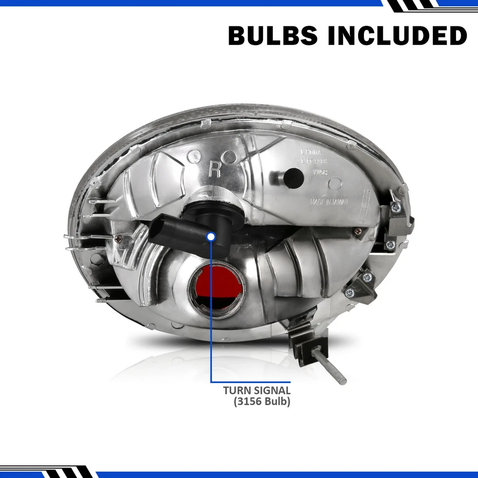 For 1998-2005 98-05 Volkswagen Beetle Black Tail Lights Brake Lamps Left+Right - Image 2 of 4