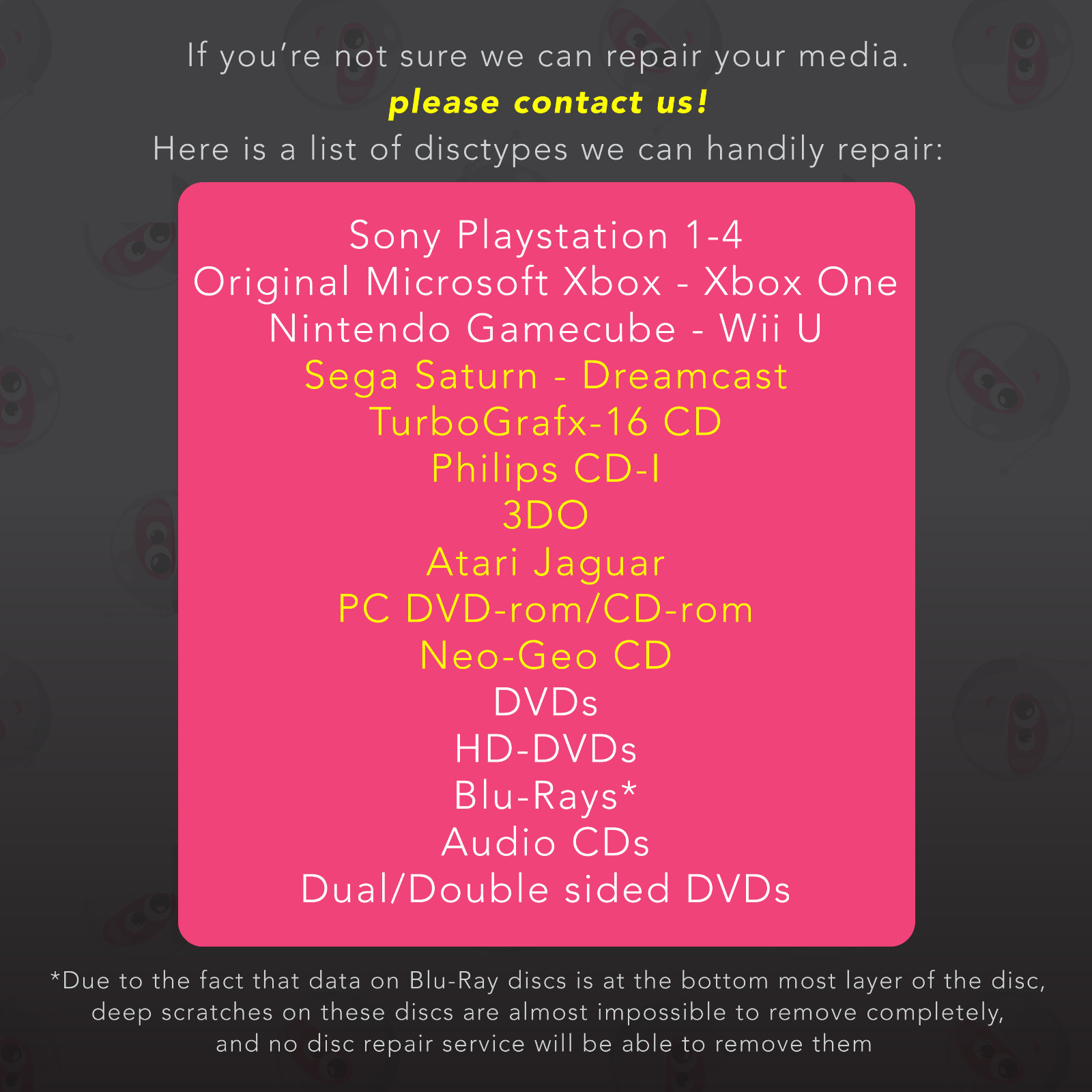 5 Video Game, Gamecube, CD DVD Blu-Ray Disc Repair Service - Remove Scratches