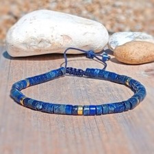 Natural Lapis Lazuli Stone Dainty Bracelet Blue Gemstone Bracelet Minimalist