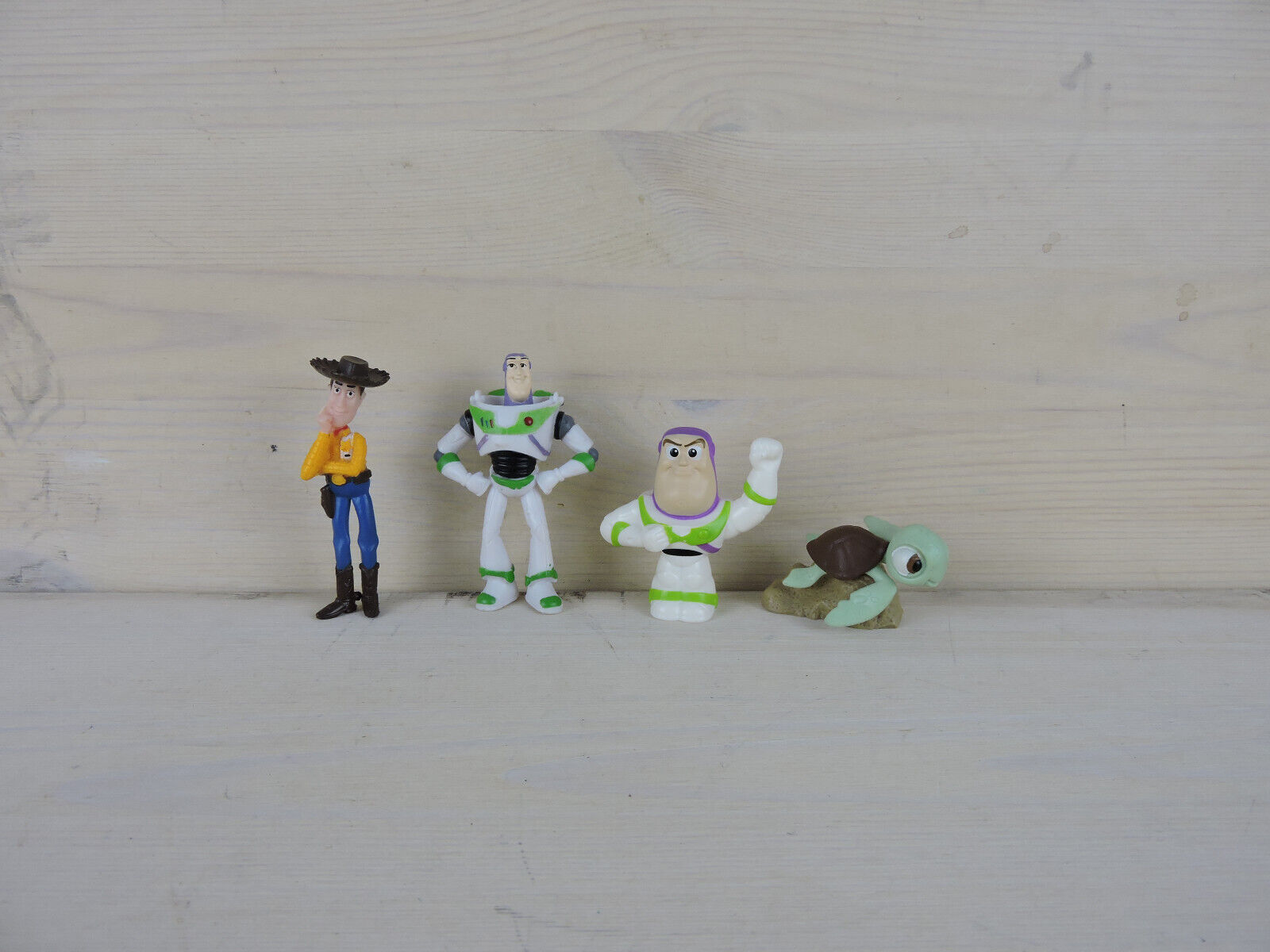 Lot of Four 4 Disney Pixar Figures Toy Story Buzz Lightyear Woody Little Squirt