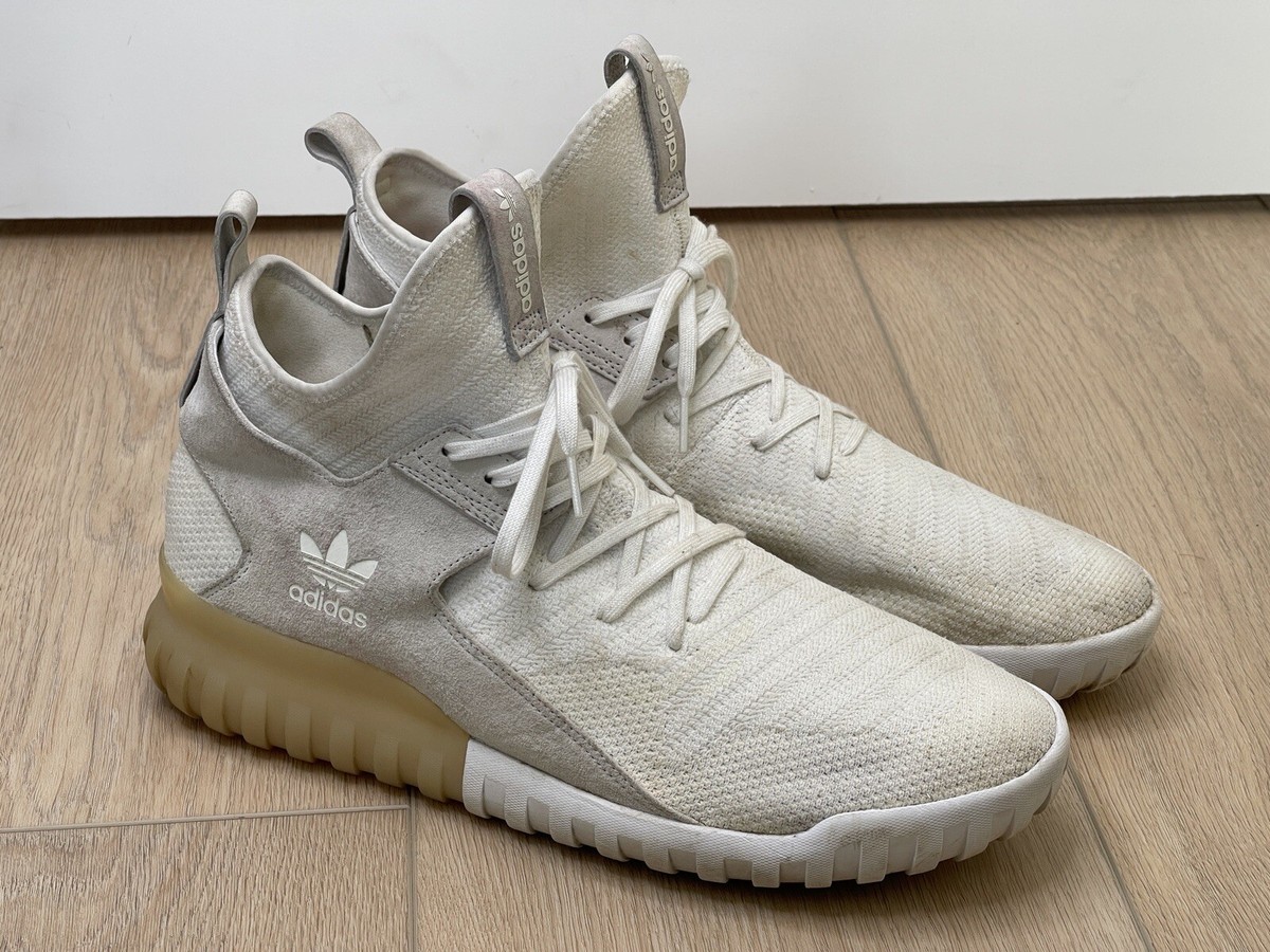 Size 14 Adidas Tubular X Primeknit White On White Gum Heels