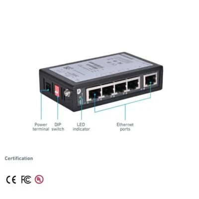 InHand Networks 5/8 Ports Fast/Giga Commutateur Ethernet Industrielle DIN-Rail - Photo 1/4