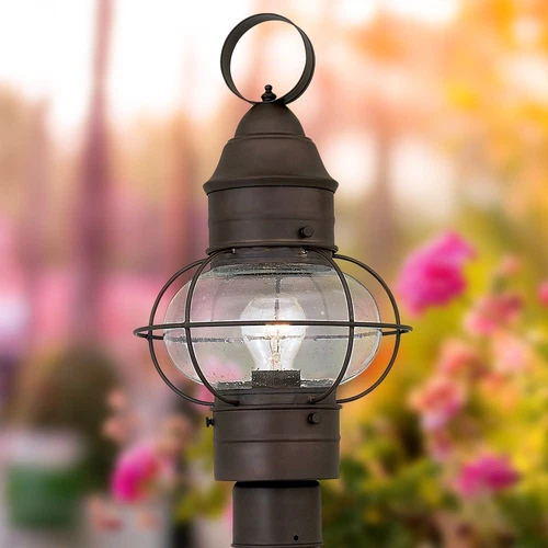 Outdoor Lamp Post Light Fixture Classic Rustic Finish Weather Resistant Exterior - Picture 4 of 7