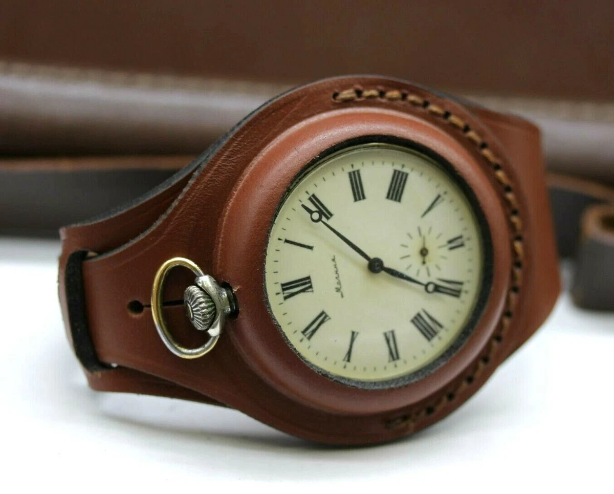 Leather pocket watch clearance strap