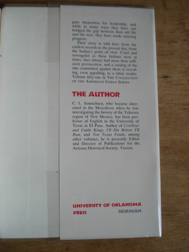 The Mescalero Apaches Sonnichsen, C. L..1973 hardback.second edition - Foto 8 di 12