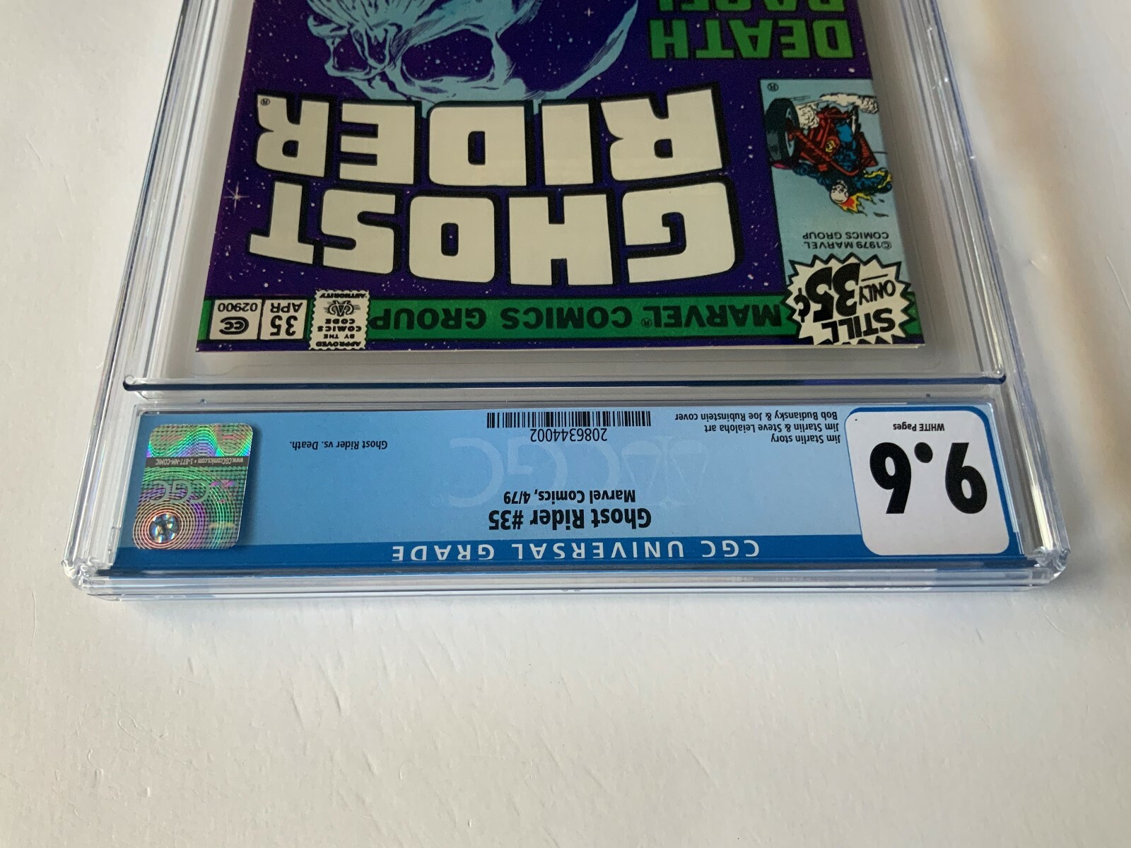 GHOST RIDER 35 CGC 9.6 WHITE PAGES COOL SKULL DEATH RACE COVER MARVEL COMICS