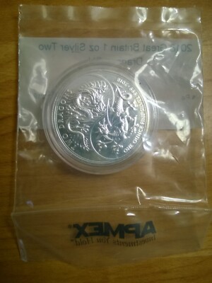 2018 Great Britain 1 Oz .999 Silver Coin Two Dragons BU in
